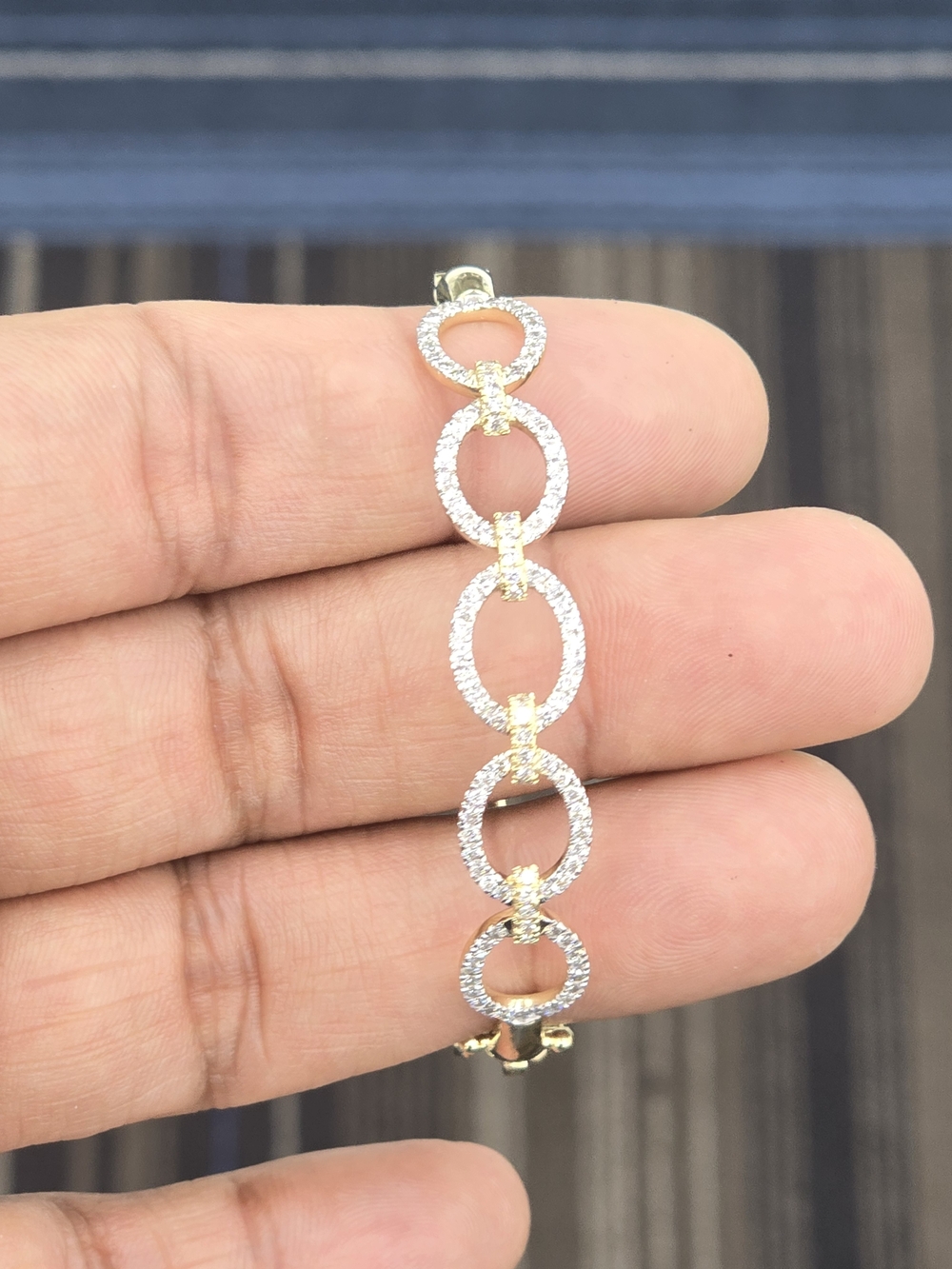 Real Natural Diamond 10kt Gold Bangle Bracelet For Women
